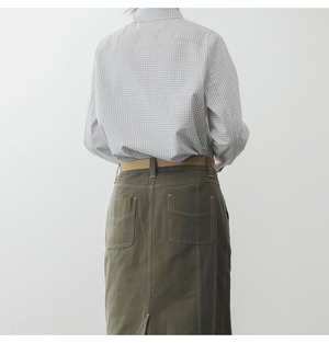 丸襟 長袖 ヒップ丈 チェック柄 シャツ   F0044