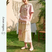 メルヘンな世界観 レースと刺繍のピンクトップ 《Y0254》