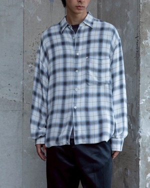 all viscose ombre check long sleeve shirt / “NEW MAN” styled in FRANCE