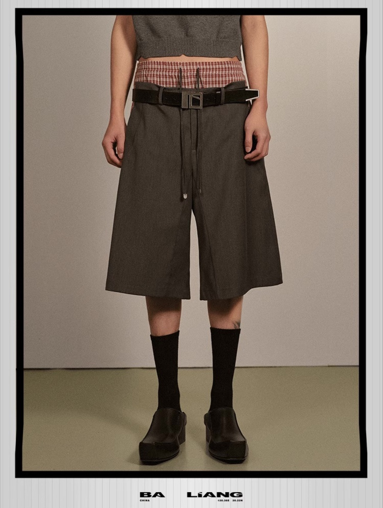 BALIANG Embossed Logo Leather Belt