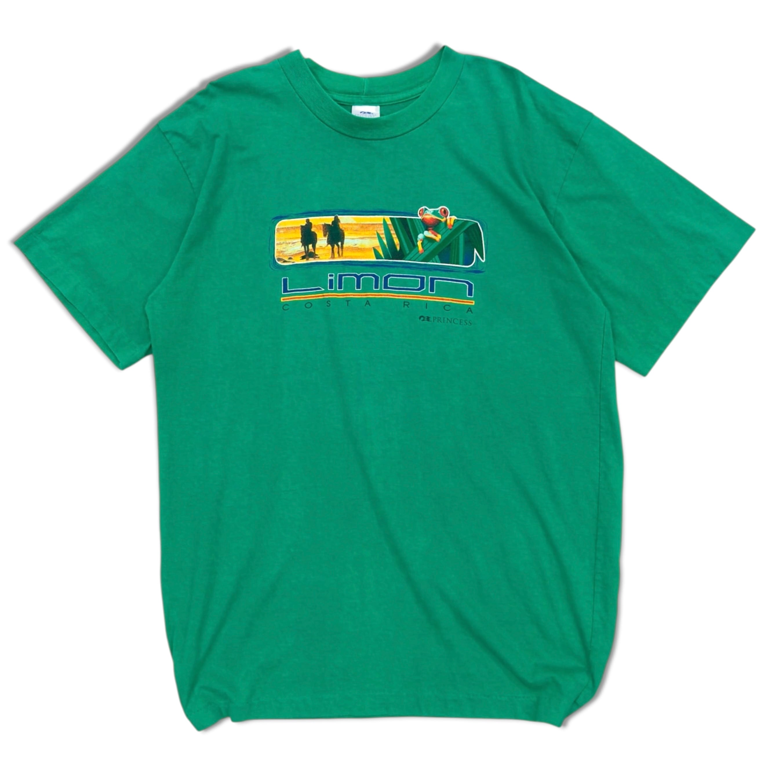 【VINTAGE】TEE Tシャツ 緑 カエル シングルステッチ Limon コスタリカ