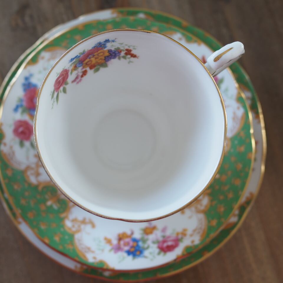 英国パラゴン ロッキンガム グリーン トリオA カップ＆ソーサー 英国