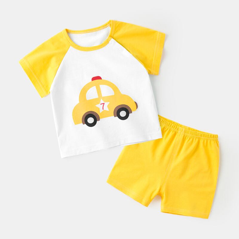 赤ん坊の夏のスーツの子供2020年の新しい漫画の純綿の半袖の赤ん坊のeignスタイルのショートパンツの夏の男の子と Duduベイビー42351027041