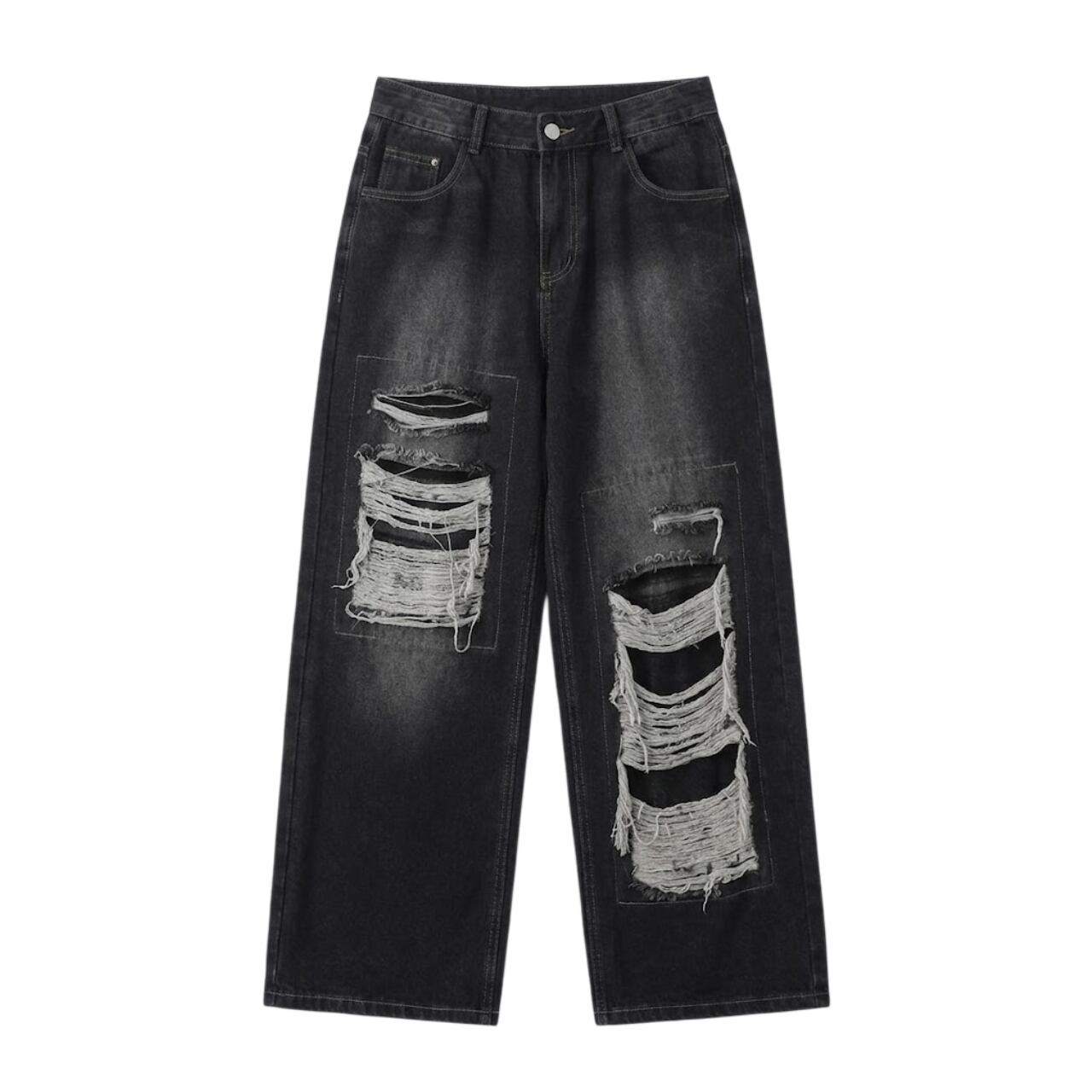 Distressed wide denim pants 0005