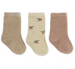 コンゲススロイド　靴下セット　kongessloed kongessloed 3-pack jacquard lurex socks tuscany チェリー　オーガニックコットン　北欧デザイン　キッズソックス　フットウウェア　日本未入荷　輸入子供服　海外子供服