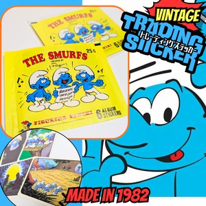 ☆送料無料!☆ VINTAGE 1982 【 SMURF / スマーフ 】 スマーフ フィギュア・パニーニ・ステッカー ( The Smurfs Figurine Panini Stickers ) トレーディングステッカー 単品 (1個=6STICKER入)〚アメリカン雑貨 アメトイ〛