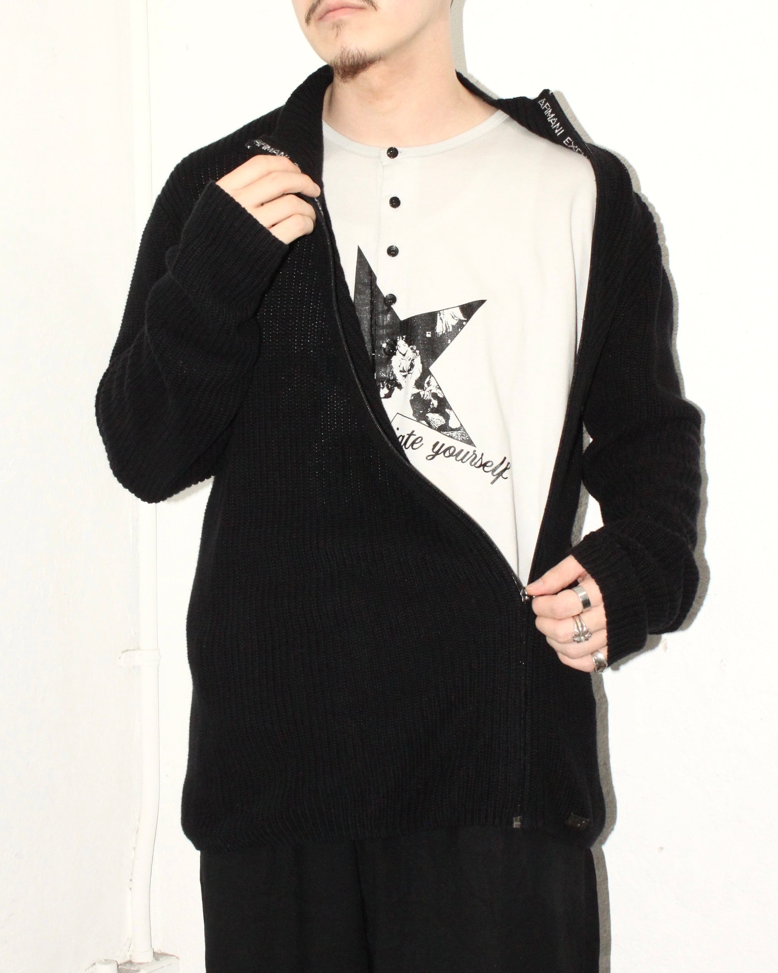 ARMANI EXCHANGE Diagonal Zip Cotton Drivers Knit