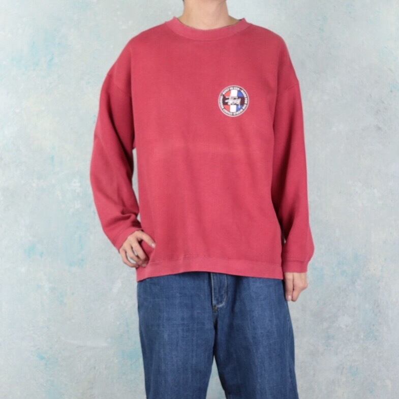 90s OLD STUSSY Sロゴ スウェットトレーナー 紺タグ 両面プリント