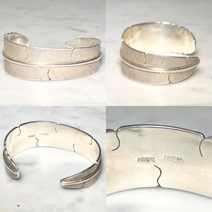 Michael Kirk wide silver feather bangle