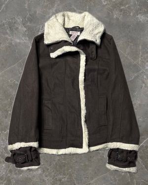 short length fur coller zip jacket