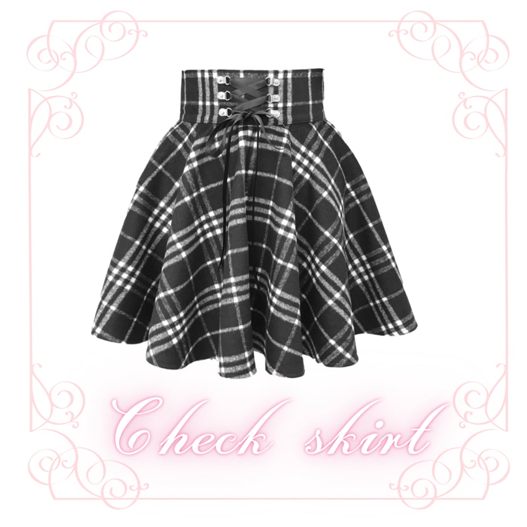 地雷系チェックミニスカート B124 | Pink Puff 地雷系チェックミニスカート B124 | Pink Puff