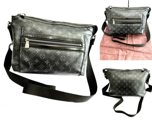 LOUIS VUITTON　ルイヴィトン　モノグラム エクリプス　オディセ メッセンジャー PM　レザー ショルダーバッグ　ブラック　メンズ　黒