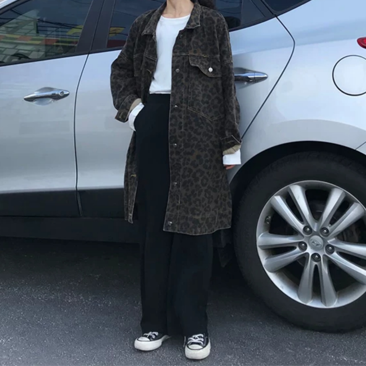 Leopard-print cargo coat (ME481)