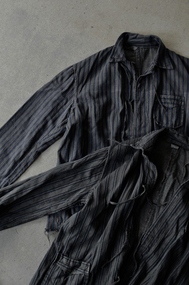 VENTITANK PROJECT Bulgarian Army 1950's-60's Dead Stock Custom Remade & Dyed Sumi Kuro Sleeping Shirt Jacket Type Navy Multi2 ブルガリア軍 スリーピングシャツ ジャケット 50s 黒染め