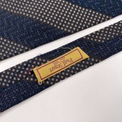 イタリア製 Paul Stuart ポールスチュアート レジメンタル シルク ネクタイ /ネイビー系/シルク100%