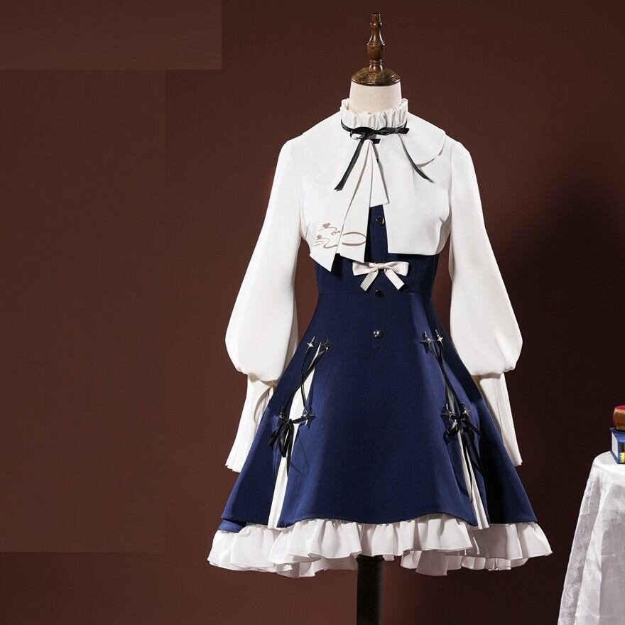 クラロリ 3点セット セーラーワンピース×JSK 白×ネイビー 十字架装飾