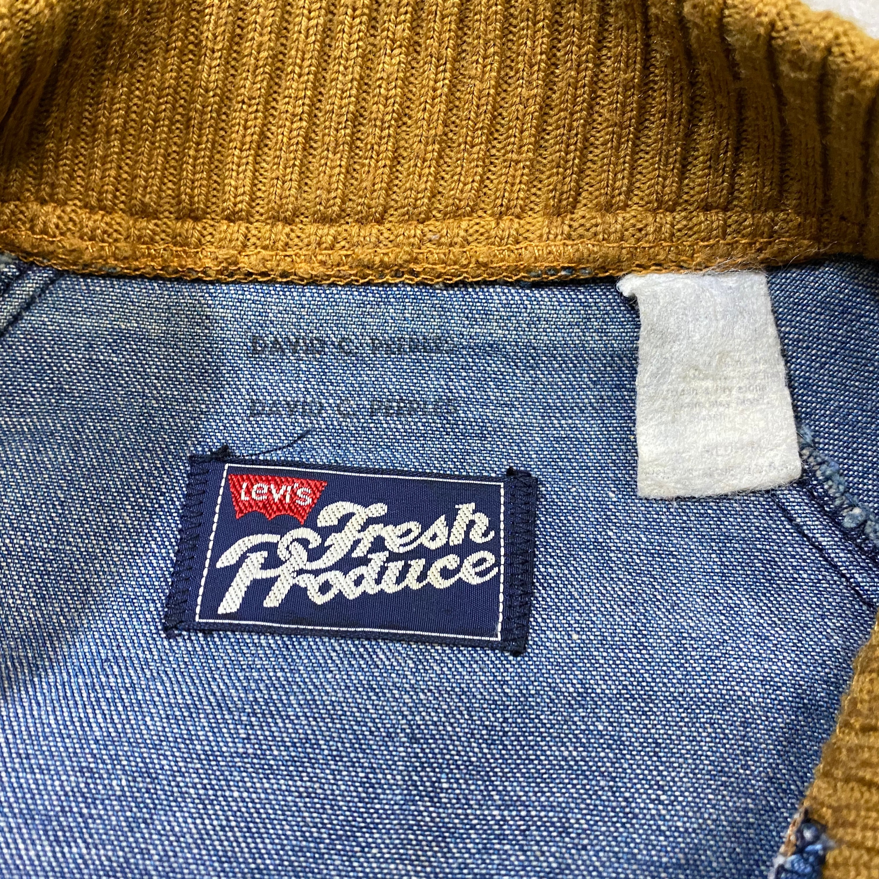 70年代 70s Levi's リーバイス Fresh Produce フレッシュプロデュース 人参タグ デニムジャケット デニムブルゾン  ヴィンテージ ビンテージ スナップボタン メンズM 古着 【デニムジャケット】 | cave 古着屋【公式】古着通販サイト