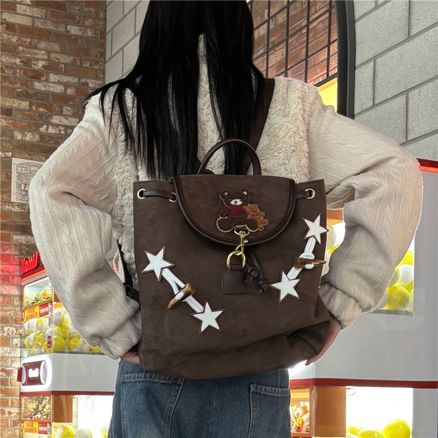 Hottieオリジナル秋のブラウン熊＆星バックパック