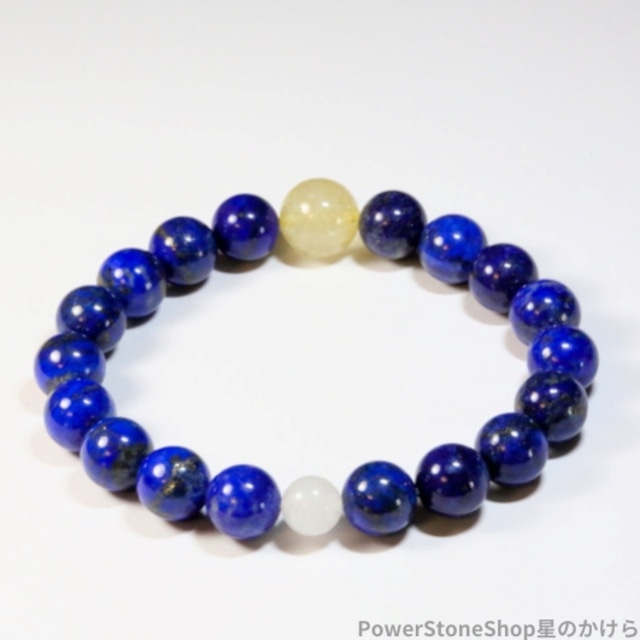 太陽と月のブレスレット (427)【ゴールドルチルクォーツ・ラピスラズリ・ムーンストーン】
