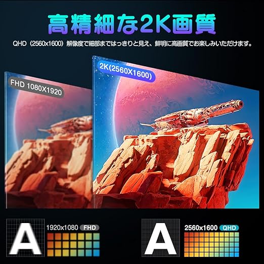 UPERFECT モバイルモニター 18インチ 2K 100%DCI-P3色域 144Hz ゲーム  