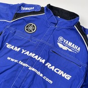 希少 レア YAMAHA ヤマハ TEAM YAMAHA RACING つなぎ メカニック スーツ 作業服 ツナギ L /ブルー/ビンテージ/レーシング/半袖