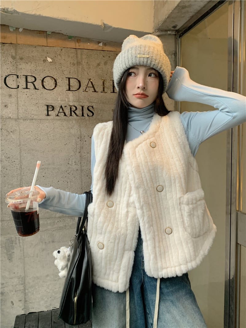 ニットベスト レディース ベスト Vネック ノースリーブ ケーブルニット