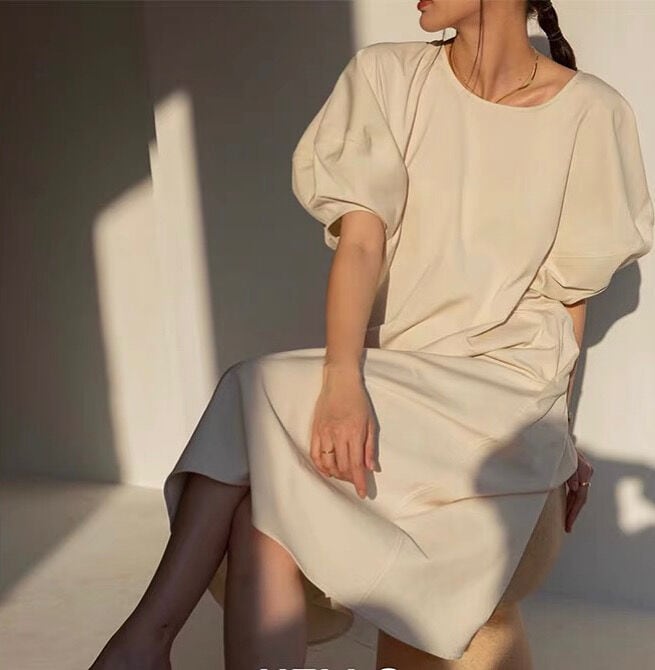 ◆一部即納◆POWANスリーブワンピース(即納:1-4営業日/予約:1-2週間程でお届け)