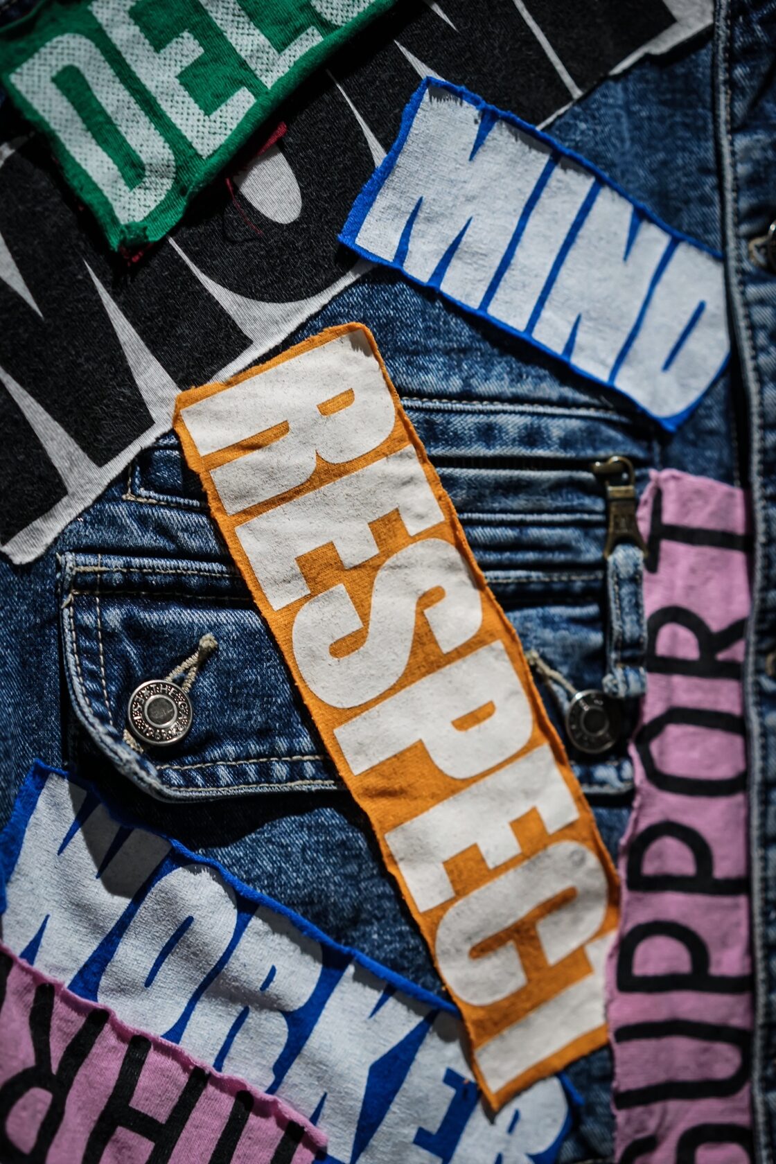 MOSCHINO デニムジャケット キルティング 中綿 背面ロゴ インディゴ M 