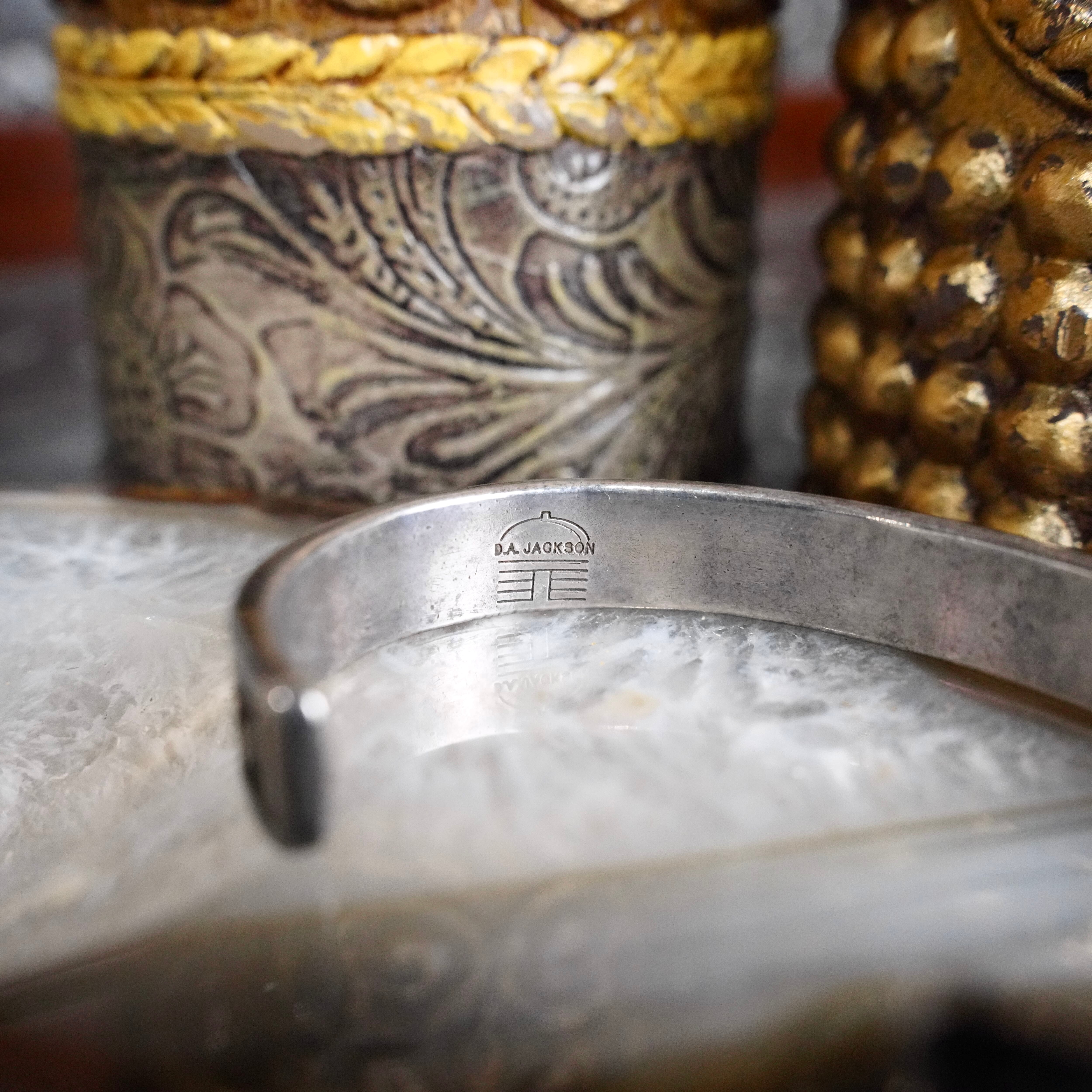 INDIAN JEWELRY NAVAJO DAN JACKSON OVERLAY DESIGN SILVER BANGLE