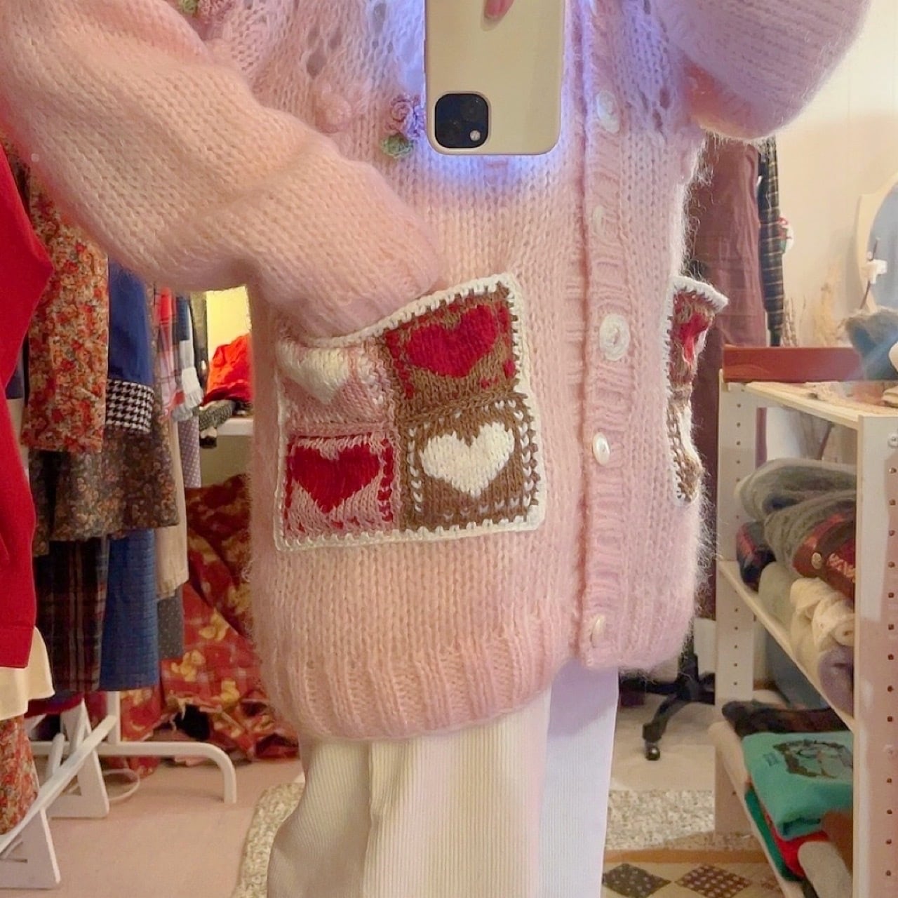 remake / bear pink knit cardigan