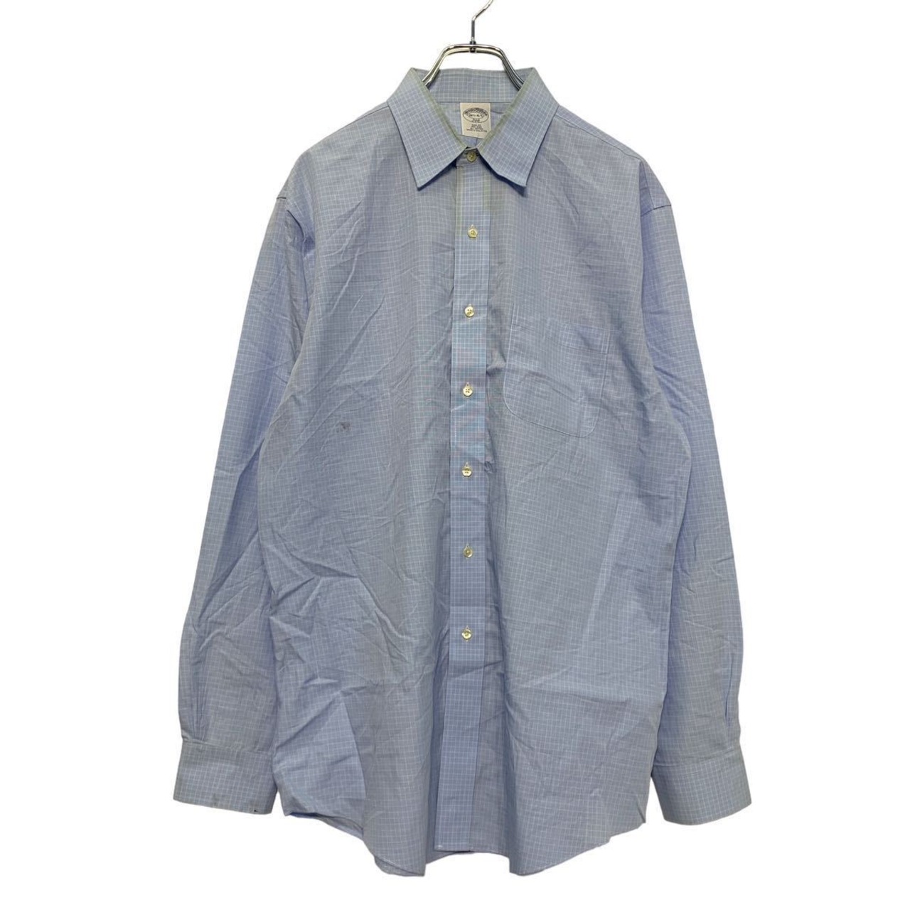Brooks Brothers 長袖 チェック シャツ M位 ライトブルー ブルックス 