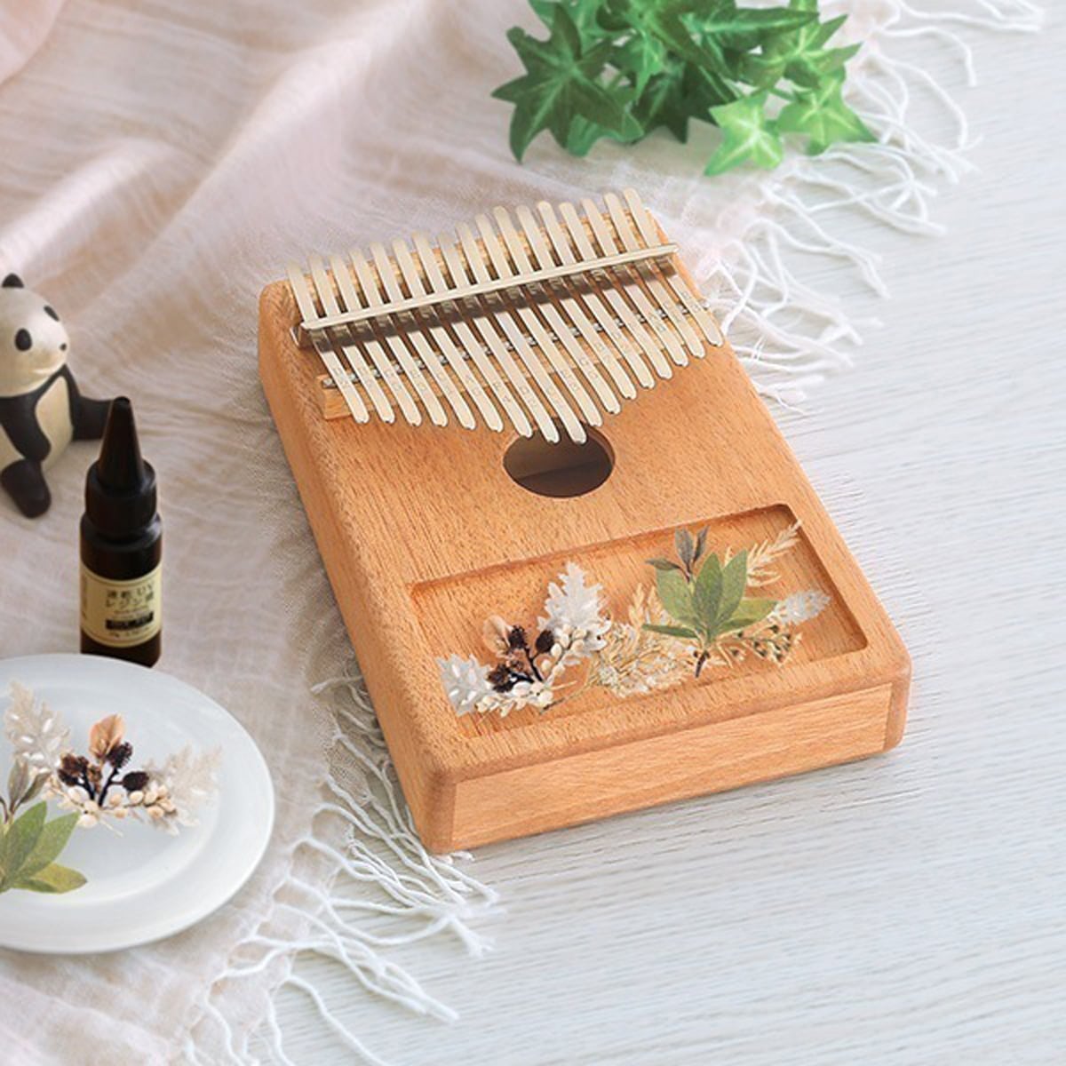 指で弾くピアノ カリンバ初心者セット ハンドメイドタイプ 17キー 穴有