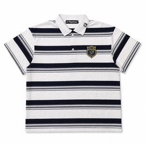 Emblem Stripe Polo Shirt / ASH×BLACK