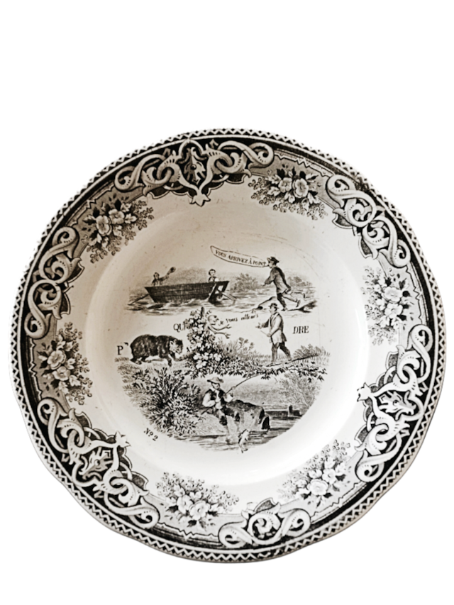 1860s Creil et Montereau Lebeuf Milliet et Cie 不可解ユートピア 謎のプレートb クレイユモントロー Rébus