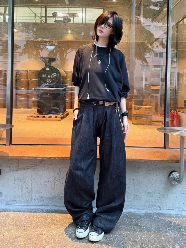 フロントタックワイドデニムパンツ / FRONT TUCK WIDE DENIM PANTS