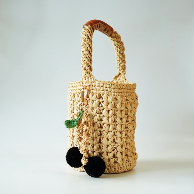 Raffia Bucket Bag with Signature Charm