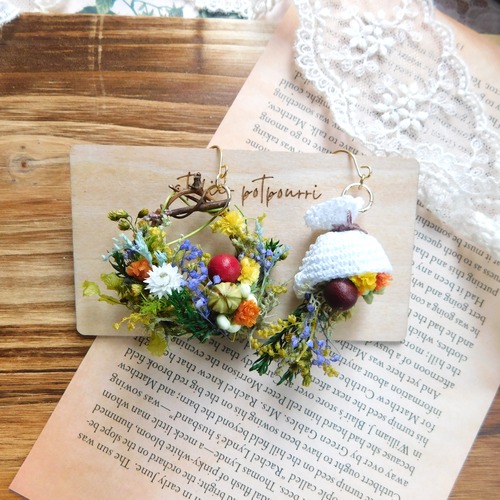 ドライフラワーリースピアス/イヤリングSpring❀