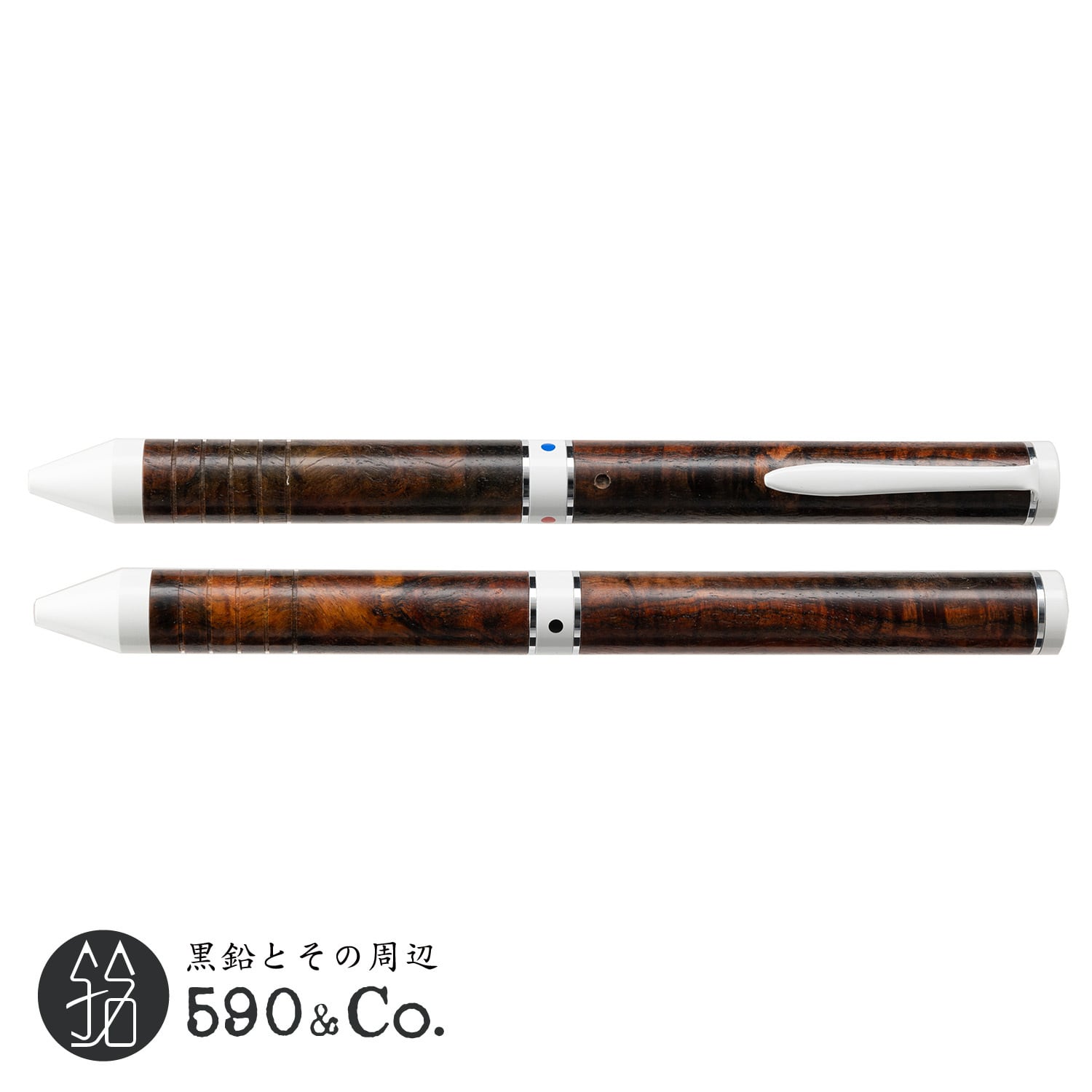 【マーベラスウッド】トライカラーボールペン (シャムローズウッドカーリー2色Ex AA) 590Co.