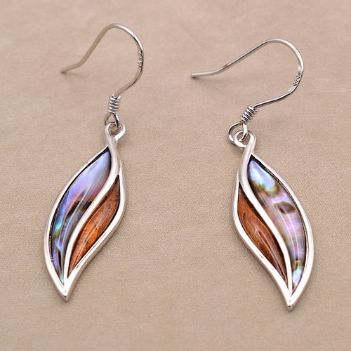 Silver925 コアウッド × アバロンシェル マイレリーフピアス