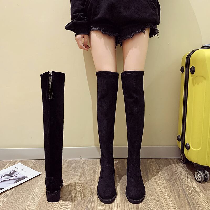 ロングブーツオータムレッドカジュアルブラックジッパー 靴 シューズ 秋物 フェイクシューズ67455510366