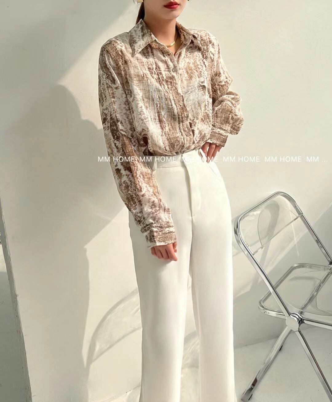 シースルー柄シャツ　AJ42441-820