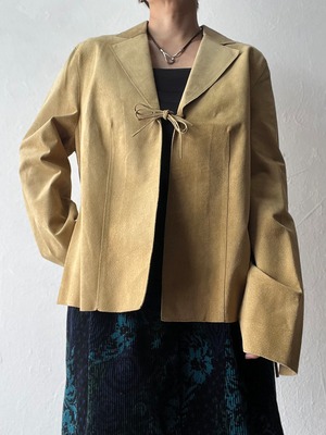 【unisex】80's Vintage import leather lace up jacket