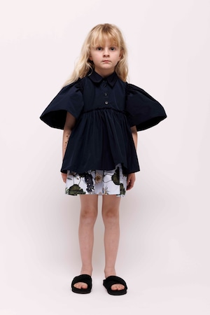 【23AW】CHRISTINA rohde(クリスティーナローデ)flare pleats blouse navy(4y/6y/8y/10y/16y)ブラウス