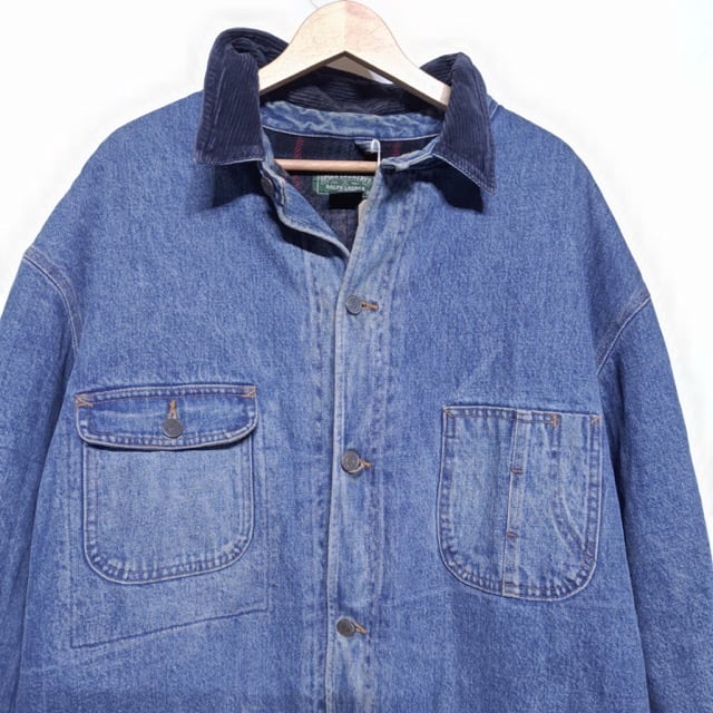 1990s Ralph Lauren Polo Country Blanket Lined Denim Chore Jacket