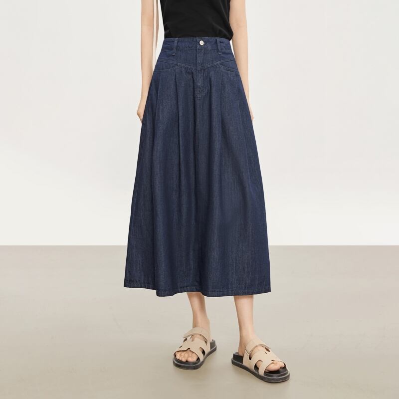 ハイウエストフレアデニムスカート E00236