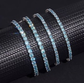 【Ice135】Blue Moissanite Tennis Chain Bracelet(3mm)