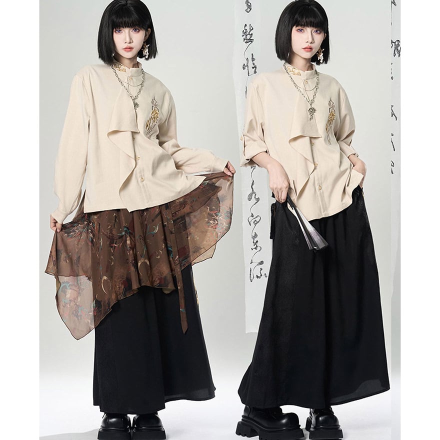 サブカル系 チャイナ風 スカートカバーフリル スタイリッシュ 大人増し 卿棠