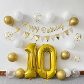 7歳 誕生日 バルーン 風船 セット 大きい 40inch ゴールド 誕生日 数字 バルーン 付け 約100cm ハッピー バースデー HAPPY BIRTHDAY ガーランド 12inch ゴールド ホワイト 風船18pcs 飾り付け セット 子供 女の子 男の子 大人 シンプル 誕生日 飾り