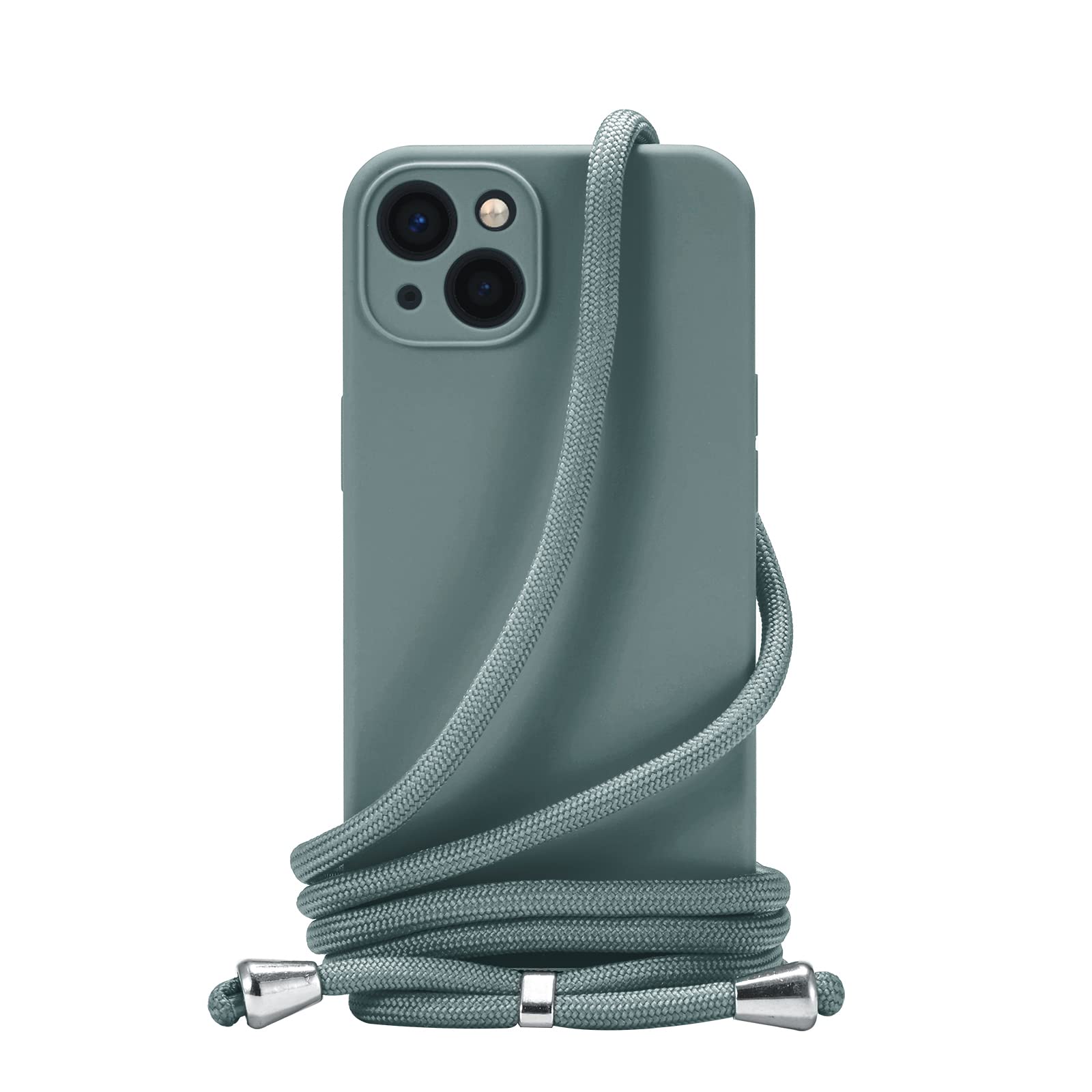 Handodo スマホケース iphone 13用 ケース スマホ シリコン カバー 耐衝撃ケース ストラップ付きケース スマホショルダーケース 携帯ケース フルカバー 調節可能なショルダー 紐付き 首かけ 斜めがけ 薄型 カメラ保護 おしゃれ 軽量 シンプル 頑丈 ダックグリーン