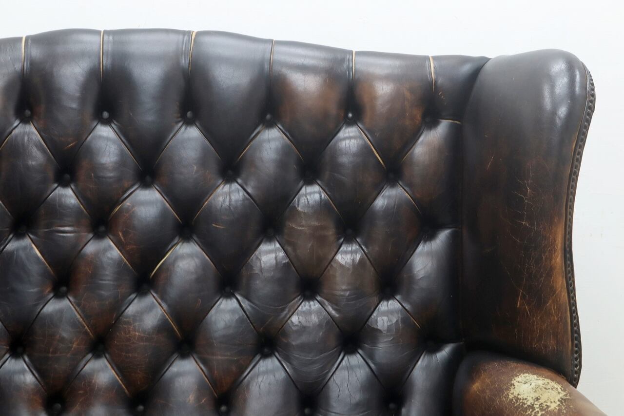 イギリス　本革　2P　ソファ　ヴィンテージ　アンティーク　レザー　ウィングバック ヴィンテージ 英国 イギリス 本革 ウィングバックチェア 2P